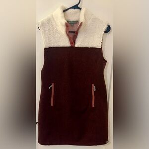 Title Nine Burgundy and Cream Fleece Vest Dress